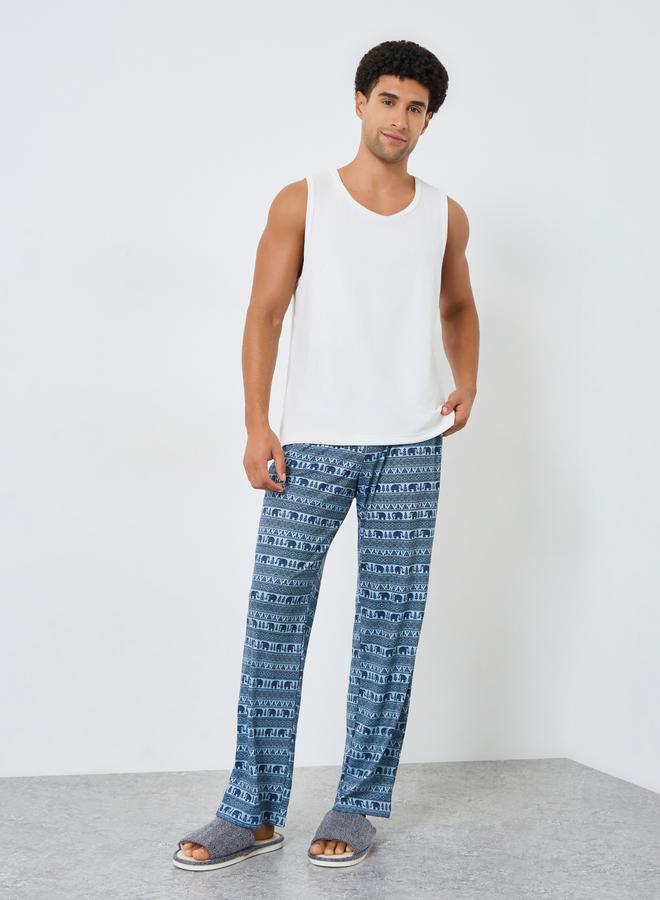 ستايلي بنطال بيجاما مطبع بالكامل مع قصة مريحة - Image 2